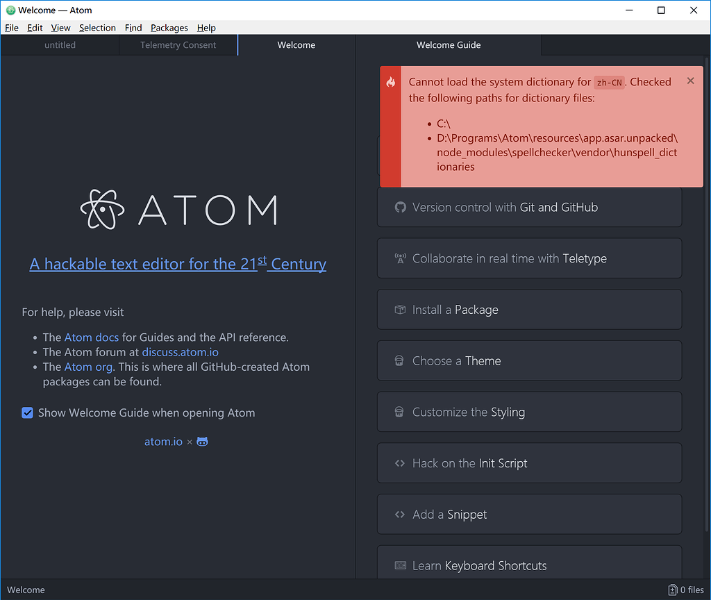 Atom启动报错，如何解决？ - 求助 - Atom 中文社区