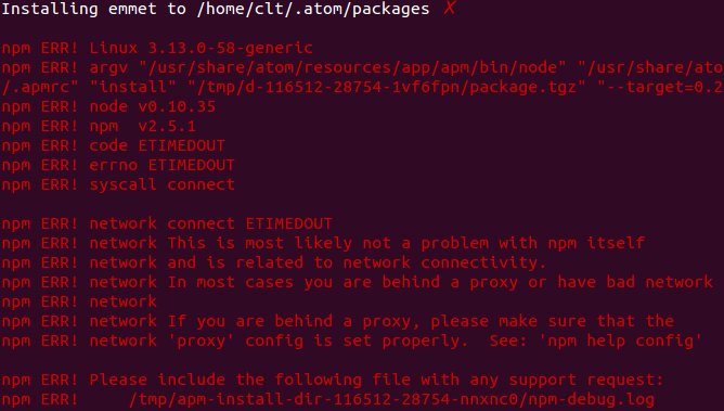 linux apm install emmet Atom